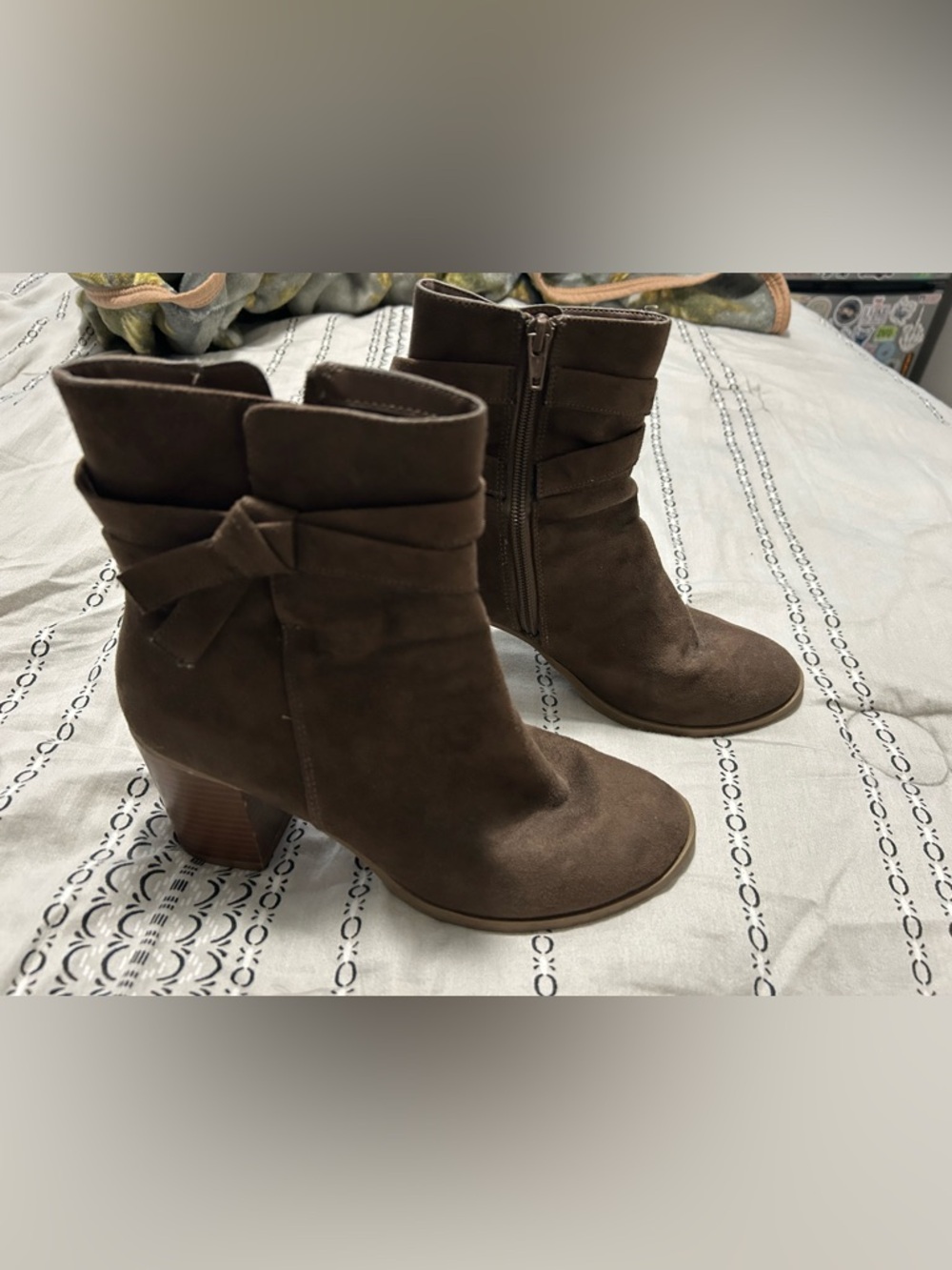 Women’s Brown Suede Ankle Boots with Side Zip